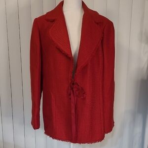 Ellen Tracy Tweed Jacket With Tie